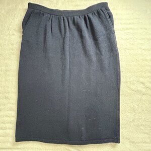 St. John By Marie Gray Womens Navy Knit Pencil Skirt Size 8 Pull-On Made In USA